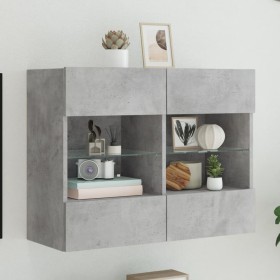 Mueble TV de pared con luces LED gris hormigón 78,5x30x60,5 cm de , Muebles TV - Ref: Foro24-837102, Precio: 65,28 €, Descuen...