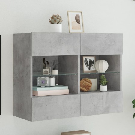 Mueble TV de pared con luces LED gris hormigón 78,5x30x60,5 cm de , Muebles TV - Ref: Foro24-837102, Precio: 65,28 €, Descuen...