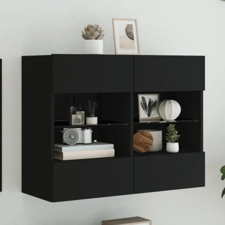 Mueble de TV de pared con luces LED negro 78,5x30x60,5 cm de , Muebles TV - Ref: Foro24-837100, Precio: 67,11 €, Descuento: %