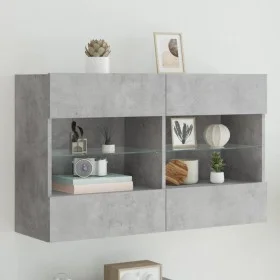 Mueble TV de pared con luces LED gris hormigón 98,5x30x60,5 cm de , Muebles TV - Ref: Foro24-837109, Precio: 87,51 €, Descuen...