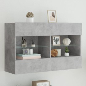 Mueble TV de pared con luces LED gris hormigón 98,5x30x60,5 cm de , Muebles TV - Ref: Foro24-837109, Precio: 88,80 €, Descuen...