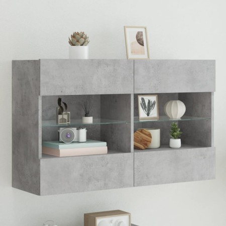 Mueble TV de pared con luces LED gris hormigón 98,5x30x60,5 cm de , Muebles TV - Ref: Foro24-837109, Precio: 88,80 €, Descuen...