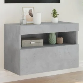 Wall-mounted TV stand with LED lights in concrete gray, 60x30x40 cm. by , TV Furniture - Ref: Foro24-837189, Price: 44,90 €, ...