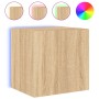 Mueble de TV de pared con luces LED roble Sonoma 40,5x35x40 cm de , Muebles TV - Ref: Foro24-837250, Precio: 42,33 €, Descuen...
