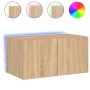 Mueble de TV de pared con luces LED roble Sonoma 60x35x31 cm de , Muebles TV - Ref: Foro24-837271, Precio: 45,86 €, Descuento: %