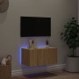 Mueble de TV de pared con luces LED roble Sonoma 60x35x31 cm de , Muebles TV - Ref: Foro24-837271, Precio: 45,86 €, Descuento: %