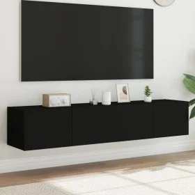 Muebles de TV de pared con luces LED 2 uds negro 80x35x31 cm de , Muebles TV - Ref: Foro24-837284, Precio: 115,66 €, Descuent...