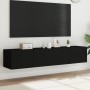 Muebles de TV de pared con luces LED 2 uds negro 80x35x31 cm de , Muebles TV - Ref: Foro24-837284, Precio: 117,45 €, Descuent...
