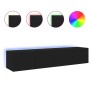 Muebles de TV de pared con luces LED 2 uds negro 80x35x31 cm de , Muebles TV - Ref: Foro24-837284, Precio: 117,45 €, Descuent...