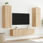 Muebles de TV de pared luces LED 2 uds roble Sonoma 80x35x31 cm de , Muebles TV - Ref: Foro24-837286, Precio: 101,58 €, Descu...
