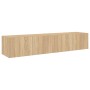 Muebles de TV de pared luces LED 2 uds roble Sonoma 80x35x31 cm de , Muebles TV - Ref: Foro24-837286, Precio: 101,58 €, Descu...