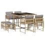 Set comedor de jardín 9 pzas con cojines ratán sintético beige en Conjuntos de jardín | Comprar online en Foru.es