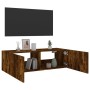 Mueble de TV de pared con luces LED roble ahumado 100x35x31 cm de , Muebles TV - Ref: Foro24-837299, Precio: 58,09 €, Descuen...