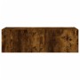 Mueble de TV de pared con luces LED roble ahumado 100x35x31 cm de , Muebles TV - Ref: Foro24-837299, Precio: 58,09 €, Descuen...