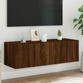 Mueble de TV de pared con luces LED marrón roble 100x35x31 cm de , Muebles TV - Ref: Foro24-837301, Precio: 58,25 €, Descuent...