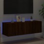 Mueble de TV de pared con luces LED marrón roble 100x35x31 cm de , Muebles TV - Ref: Foro24-837301, Precio: 60,65 €, Descuent...