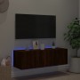 Mueble de TV de pared con luces LED marrón roble 100x35x31 cm de , Muebles TV - Ref: Foro24-837301, Precio: 60,65 €, Descuent...