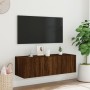 Mueble de TV de pared con luces LED marrón roble 100x35x31 cm de , Muebles TV - Ref: Foro24-837301, Precio: 60,65 €, Descuent...