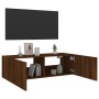Mueble de TV de pared con luces LED marrón roble 100x35x31 cm de , Muebles TV - Ref: Foro24-837301, Precio: 60,65 €, Descuent...