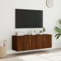 Muebles TV de pared luces LED 2 uds marrón roble 60x35x41 cm de , Muebles TV - Ref: Foro24-837315, Precio: 91,90 €, Descuento: %