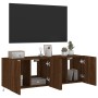 Muebles TV de pared luces LED 2 uds marrón roble 60x35x41 cm de , Muebles TV - Ref: Foro24-837315, Precio: 91,90 €, Descuento: %