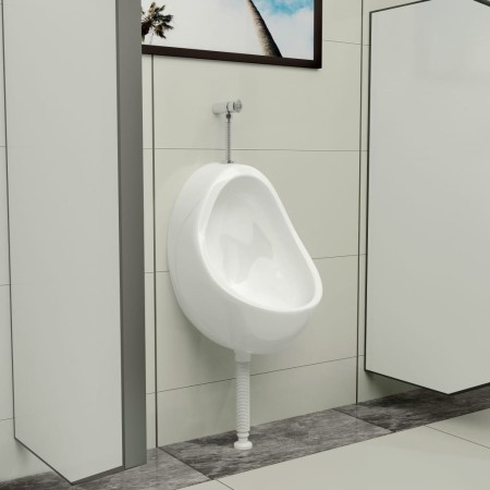 Urinario de pared con válvula de descarga cerámica blanco de vidaXL, Urinarios - Ref: Foro24-143990, Precio: 122,14 €, Descue...