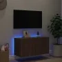 Mueble de TV de pared con luces LED marrón roble 80x35x41 cm de , Muebles TV - Ref: Foro24-837322, Precio: 58,66 €, Descuento: %