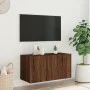 Mueble de TV de pared con luces LED marrón roble 80x35x41 cm de , Muebles TV - Ref: Foro24-837322, Precio: 58,66 €, Descuento: %