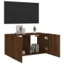Mueble de TV de pared con luces LED marrón roble 80x35x41 cm de , Muebles TV - Ref: Foro24-837322, Precio: 58,66 €, Descuento: %