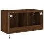 Mueble de TV de pared con luces LED marrón roble 80x35x41 cm de , Muebles TV - Ref: Foro24-837322, Precio: 58,66 €, Descuento: %