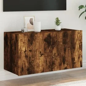Mueble de TV de pared con luces LED roble ahumado 80x35x41 cm de , Muebles TV - Ref: Foro24-837320, Precio: 57,10 €, Descuent...