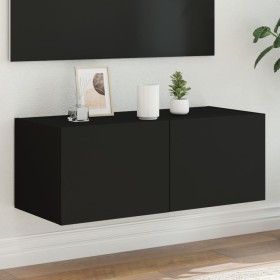 Mueble de TV de pared con luces LED negro 80x35x31 cm de , Muebles TV - Ref: Foro24-837283, Precio: 43,86 €, Descuento: %
