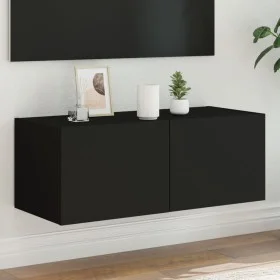 Wandmontierter TV-Schrank mit LED-Leuchten schwarz 80x35x31 cm von , TV-Möbel - Ref: Foro24-837283, Preis: 43,40 €, Rabatt: %