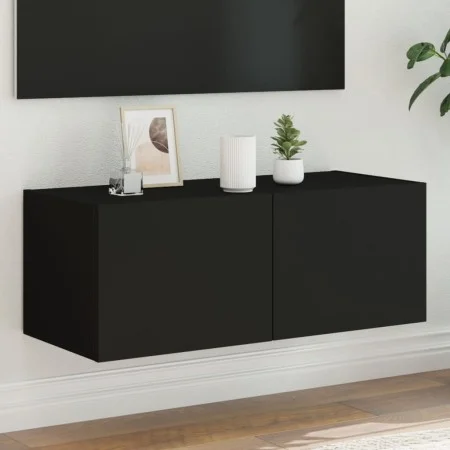 Mueble de TV de pared con luces LED negro 80x35x31 cm de , Muebles TV - Ref: Foro24-837283, Precio: 43,40 €, Descuento: %
