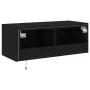Mueble de TV de pared con luces LED negro 80x35x31 cm de , Muebles TV - Ref: Foro24-837283, Precio: 43,40 €, Descuento: %
