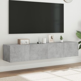 Muebles TV de pared luces LED 2 uds gris hormigón 80x35x31 cm de , Muebles TV - Ref: Foro24-837288, Precio: 112,53 €, Descuen...