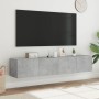 Muebles TV de pared luces LED 2 uds gris hormigón 80x35x31 cm de , Muebles TV - Ref: Foro24-837288, Precio: 112,53 €, Descuen...
