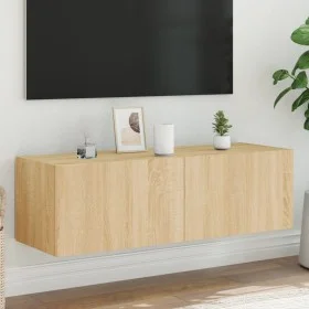 Mueble de TV de pared con luces LED roble Sonoma 100x35x31 cm de , Muebles TV - Ref: Foro24-837297, Precio: 66,44 €, Descuent...