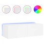 Mueble de TV de pared con luces LED blanco 100x35x31 cm de , Muebles TV - Ref: Foro24-837295, Precio: 90,62 €, Descuento: %