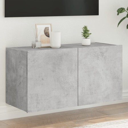 Mueble de TV de pared con luces LED gris hormigón 80x35x41 cm de , Muebles TV - Ref: Foro24-837319, Precio: 57,61 €, Descuent...