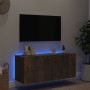 Mueble de TV de pared con luces LED roble ahumado 100x35x41 cm de , Muebles TV - Ref: Foro24-837327, Precio: 67,52 €, Descuen...