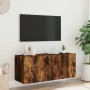 Mueble de TV de pared con luces LED roble ahumado 100x35x41 cm de , Muebles TV - Ref: Foro24-837327, Precio: 67,52 €, Descuen...