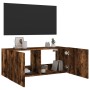 Mueble de TV de pared con luces LED roble ahumado 100x35x41 cm de , Muebles TV - Ref: Foro24-837327, Precio: 67,52 €, Descuen...
