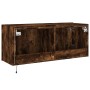 Mueble de TV de pared con luces LED roble ahumado 100x35x41 cm de , Muebles TV - Ref: Foro24-837327, Precio: 67,52 €, Descuen...