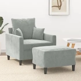 Sillón con taburete terciopelo gris claro 60 cm de , Sofás - Ref: Foro24-3201097, Precio: 184,48 €, Descuento: %