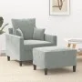 Light gray velvet armchair with stool 60 cm by , Sofas - Ref: Foro24-3201097, Price: 184,48 €, Discount: %