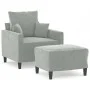 Light gray velvet armchair with stool 60 cm by , Sofas - Ref: Foro24-3201097, Price: 184,48 €, Discount: %