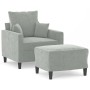 Sillón con taburete terciopelo gris claro 60 cm de , Sofás - Ref: Foro24-3201097, Precio: 174,82 €, Descuento: %