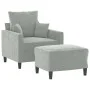 Light gray velvet armchair with stool 60 cm by , Sofas - Ref: Foro24-3201097, Price: 184,48 €, Discount: %