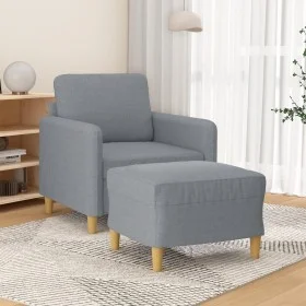 Sillón con taburete tela gris claro 60 cm de , Sofás - Ref: Foro24-3201184, Precio: 177,08 €, Descuento: %